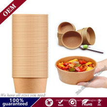 Disposable Takeaway 32oz Bamboo Paper Salad Bowls with Clear Pet Lid